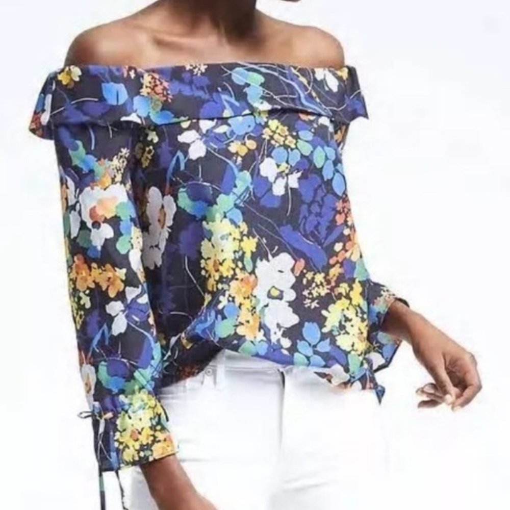 Banana Republic Tie Sleeve Floral Top PXS